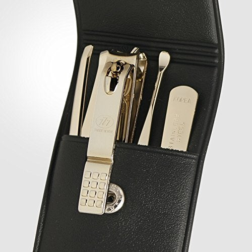 Three Seven 777 Travel Manicure Pedicure Grooming Kit Set,Stainless steel, (Total 4 PC, Model: TS-32XG,Gold),Personal Nail care- Made in Korea